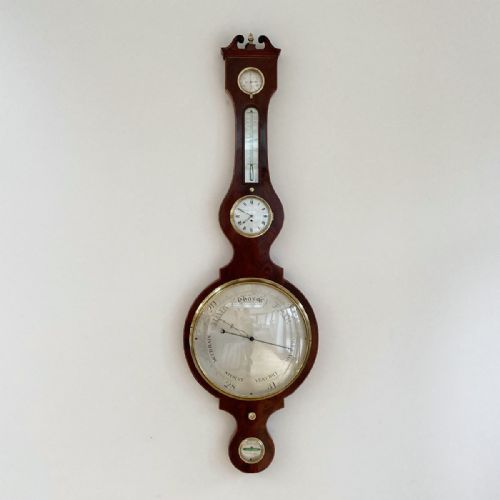 George IV Clock Wheel Barometer for Tarelli of Northampton with Tagliabue Provenance