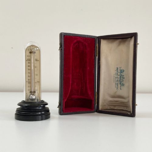 Rare Victorian Cased Miniature Desk Thermometer by Cw Dixey of Bond Street, London