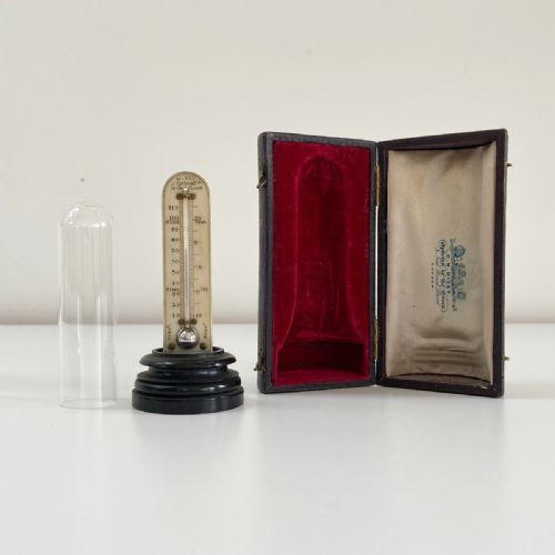 fig 1. Rare Victorian Cased Miniature Desk Thermometer by CW Dixey of Bond Street, London
