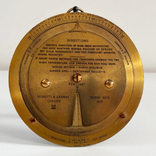 fig 2. Brass Desk Weather Forecaster by Negretti & Zambra London