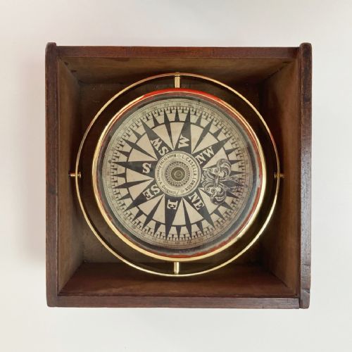 Mid-victorian Cased Marine Compass by Louis Casella of London