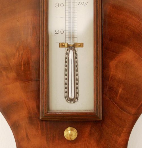 fig 2. Early Victorian Flame Mahogany Wheel Barometer by Thomas Agnew Manchester