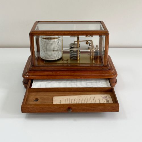 fig 3. Edwardian Golden Oak Barograph by J Hicks London