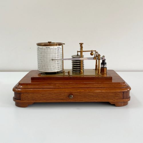 fig 4. Edwardian Golden Oak Barograph by J Hicks London
