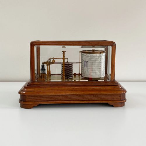 fig 5. Edwardian Golden Oak Barograph by J Hicks London