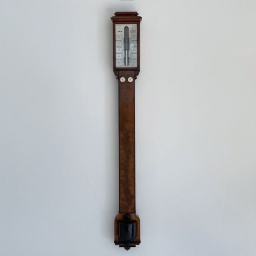 Early Victorian Mahogany Stick Barometer by Patrick Adie of London