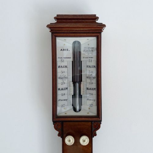 fig 1. Early Victorian Mahogany Stick Barometer by Patrick Adie of London