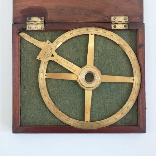 fig 1. Circular Protractor by Troughton & Simms owned by Brenton Symons Cornish Mining Engineer