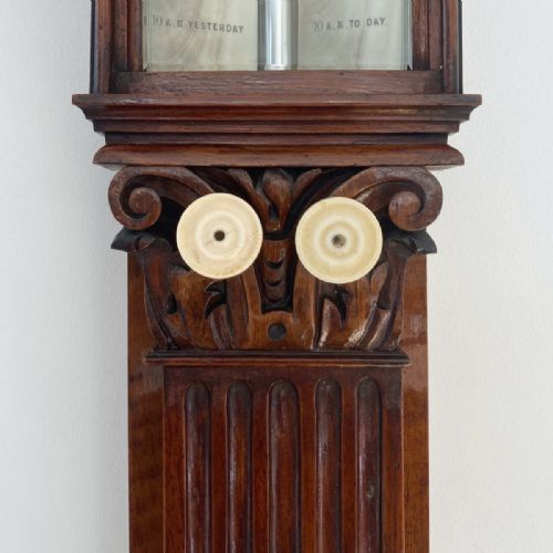 MID VICTORIAN CARVED WALNUT STICK BAROMETER BY NEGRETTI ZAMBRA LONDON - ADDITIONAL PHOTO 3