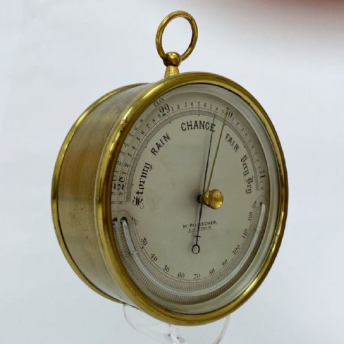 MID VICTORIAN ANEROID BAROMETER BY M PILLISCHER OF BOND STREET LONDON - ADDITIONAL PHOTO 2