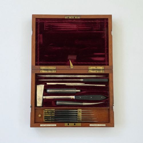 fig 1. Mid Victorian Surgical Post Mortem Instrument Set by S Maw Son & Thompson