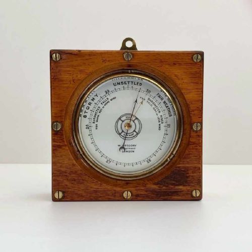 Late Victorian Oak Cased The Life-Buoy Aneroid Barometer by Dollond of London