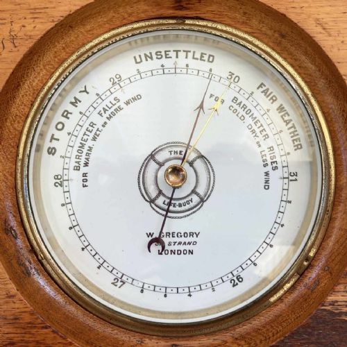 fig 2. Late Victorian Oak Cased The Life-Buoy Aneroid Barometer by Dollond of London