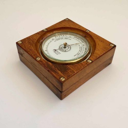 fig 4. Late Victorian Oak Cased The Life-Buoy Aneroid Barometer by Dollond of London