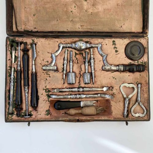 fig 1. Eighteenth Century Paris School of Medicine Surgeons Trepanning or Trephine Set