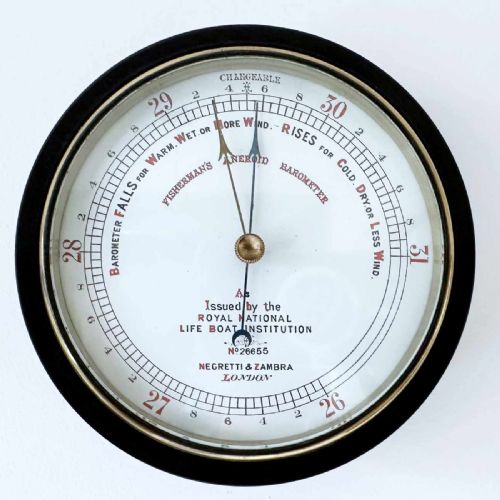 fig 1. Victorian RNLI Fishermans Aneroid Barometer by Negretti & Zambra
