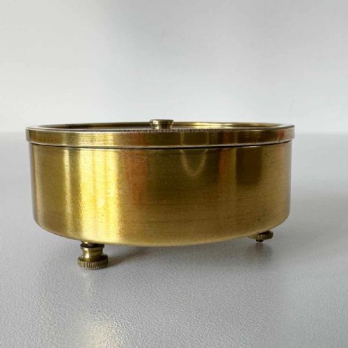 fig 5. A Victorian brass pocket galvanometer with a silvered dial housed inside a open dark leather protective case lined with blue velvet.