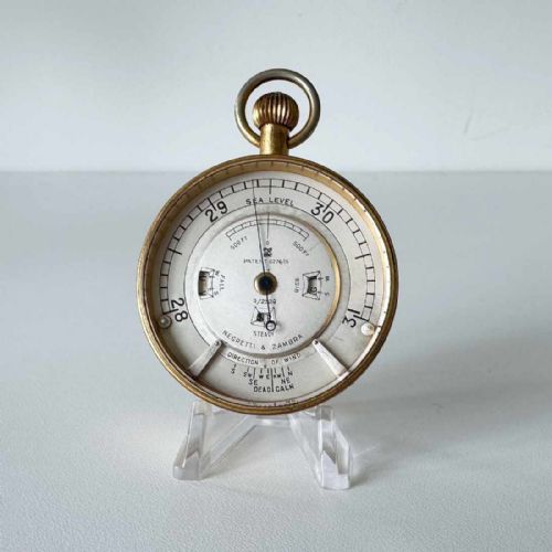 fig 1. Pocket Weather Forecasting Aneroid Barometer in Original Case by Negretti & Zambra