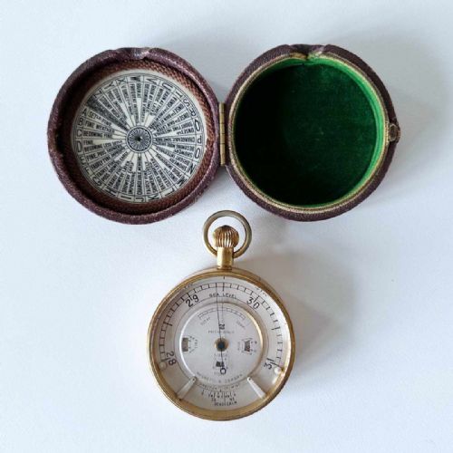 fig 7. Pocket Weather Forecasting Aneroid Barometer in Original Case by Negretti & Zambra