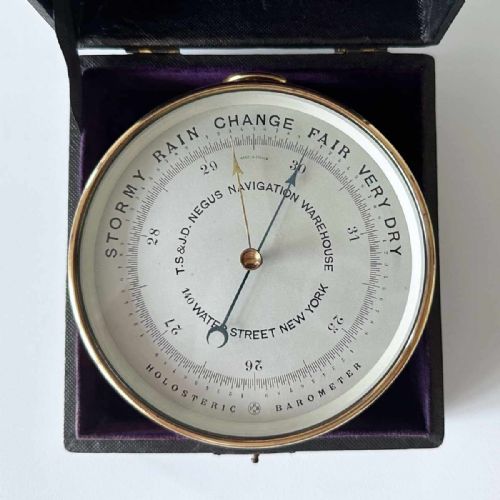 VICTORIAN CASED ANEROID BAROMETER TO TS JD NEGUS OF NEW YORK - ADDITIONAL PHOTO 4