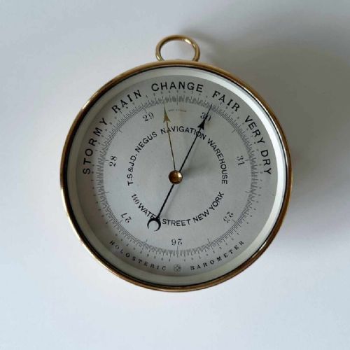VICTORIAN CASED ANEROID BAROMETER TO TS JD NEGUS OF NEW YORK - ADDITIONAL PHOTO 5
