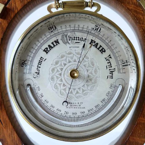 fig 1. Late Victorian Aneroid Barometer on Stand by Hall & Co of 56 King St, Manchester