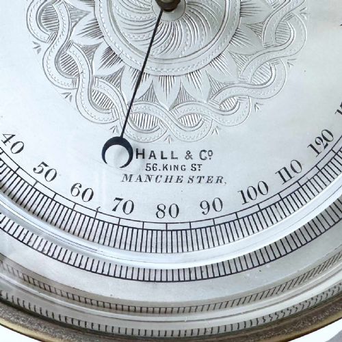fig 4. Late Victorian Aneroid Barometer on Stand by Hall & Co of 56 King St, Manchester