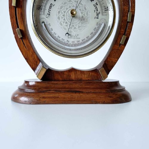 fig 5. Late Victorian Aneroid Barometer on Stand by Hall & Co of 56 King St, Manchester