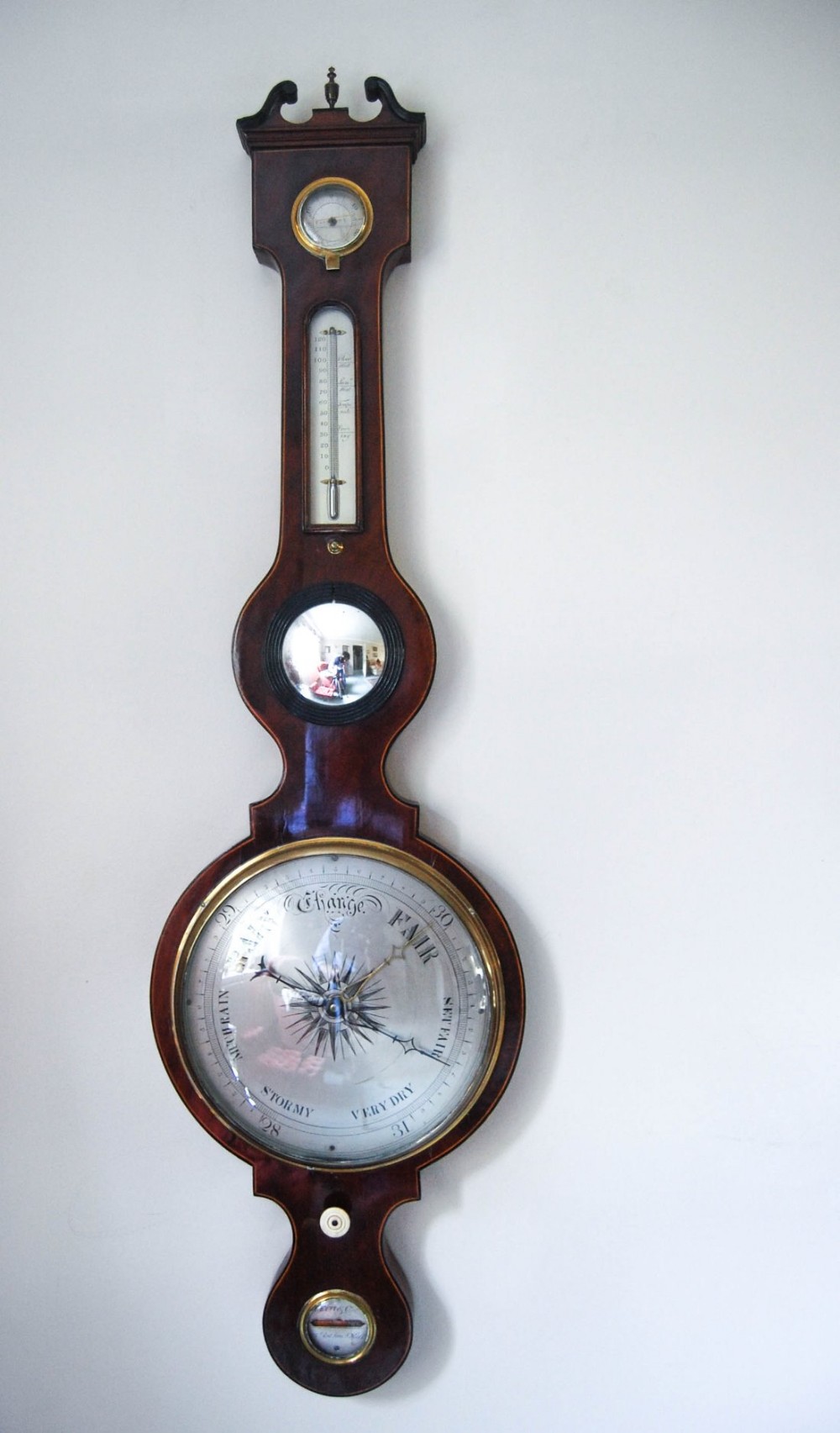 William IV Period Five Dial Mahogany Wheel Barometer by Joseph Cetti & Co of Holborn, London