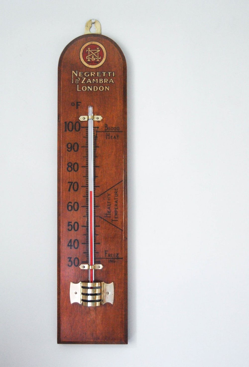 Large Early Twentieth Century Wall Thermometer by Negretti & Zambra