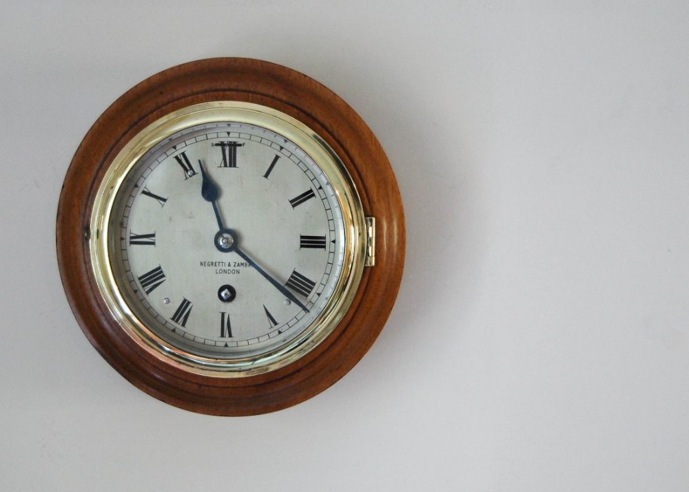 Rare Art Deco Period Mahogany Cased Five Inch Dial Clock by Negretti & Zambra