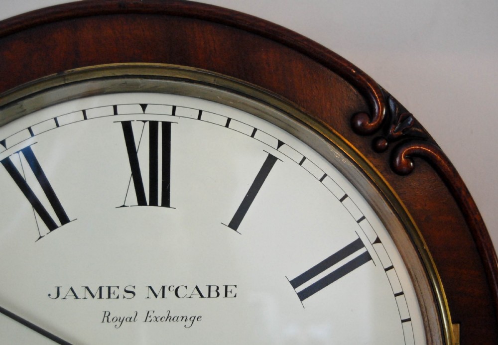 Early Victorian Drumhead Dial Wall Clock by James McCabe, Royal Exchange, London View V