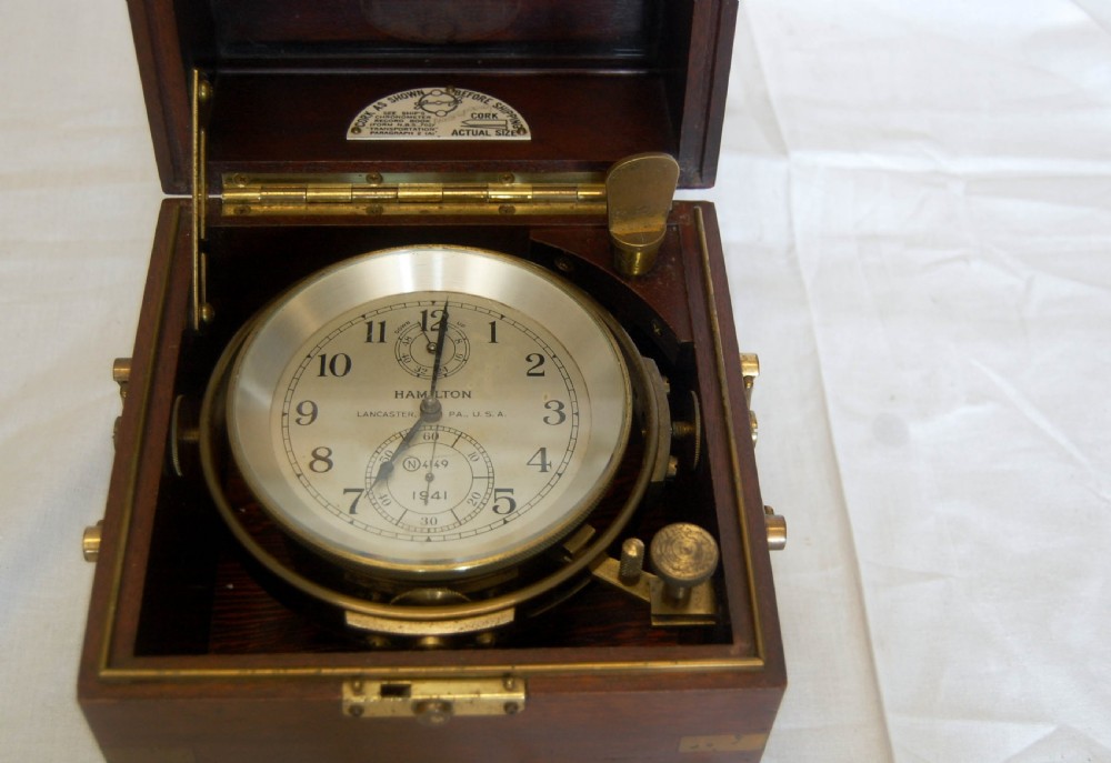 World War Two Hamilton Model 21 Two Day Marine Chronometer in Original Case View II