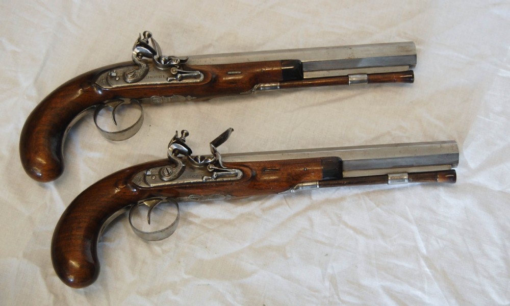 Pair of Early Nineteenth Century Flintlock Duelling Pistols by Charles Moore London
