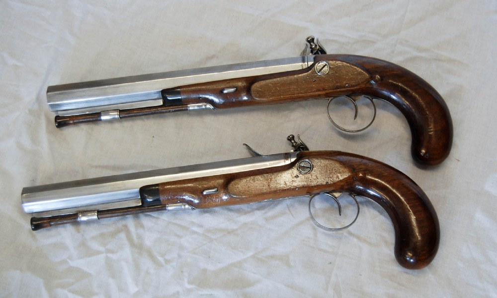 Pair of Early Nineteenth Century Flintlock Duelling Pistols by Charles Moore London View II