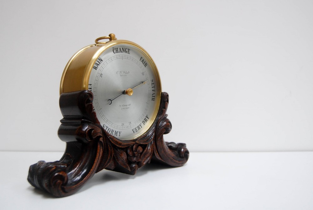 Bourdon & Richard Aneroid Barometer on Stand Retailed by EG Wood, 74 Cheapside, London View III