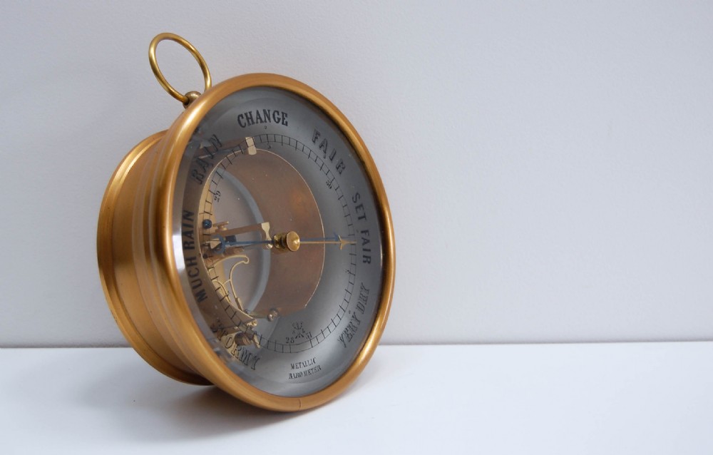 Victorian Bourdon Barometer by Jules Richard with Painted Glass Dial View II
