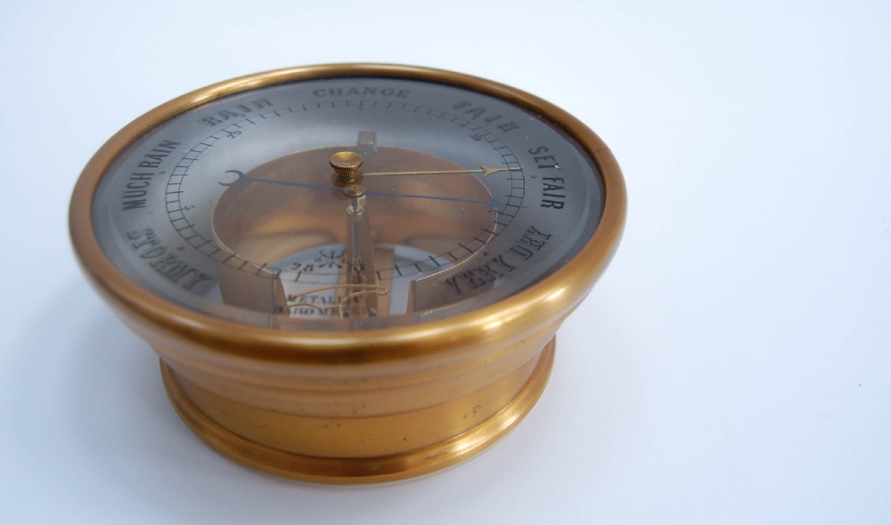 Victorian Bourdon Barometer by Jules Richard with Painted Glass Dial View VIII