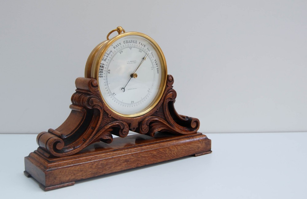 Victorian Aneroid Barometer on Stand by JS Marratt of London View IV