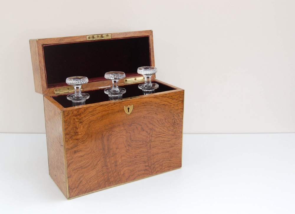 Pollard Oak Triple Decanter Case Presented to Lieut RE Treweeks Royal Navy of HMS Natal