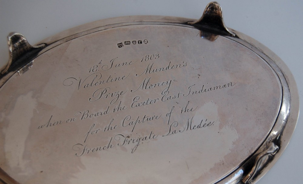 Napoleonic Prize East India Company Silver Salver for the Capture of French Warship La Medee