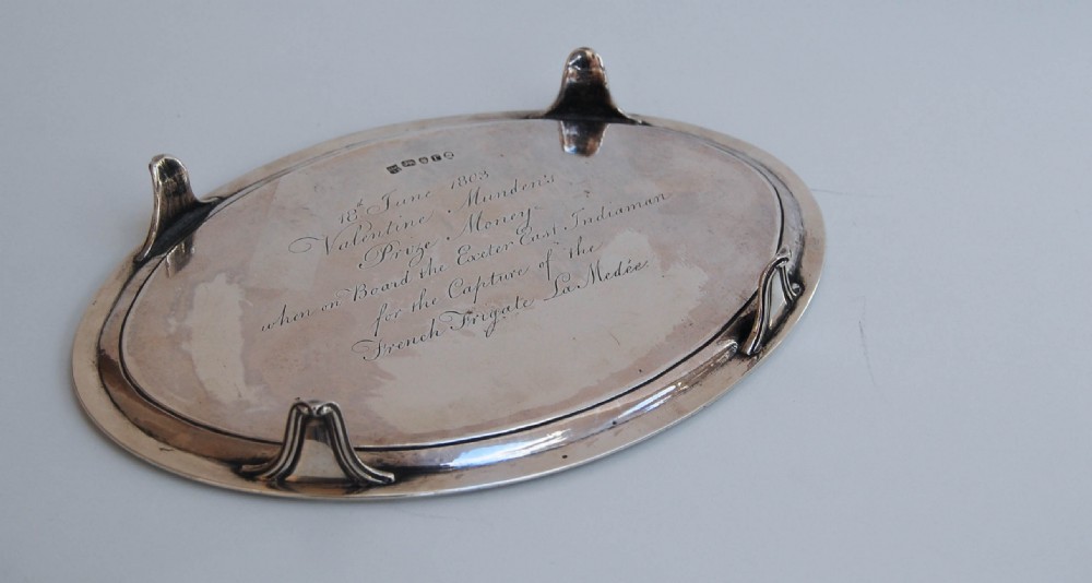 Napoleonic Prize East India Company Silver Salver for the Capture of French Warship La Medee View III