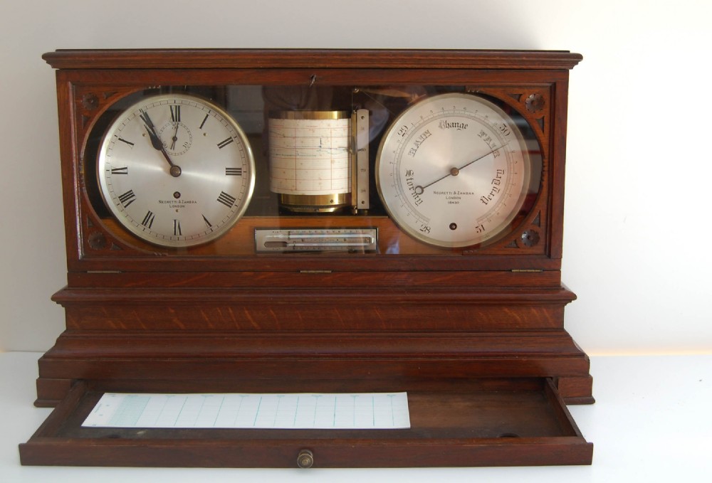 Mid-Victorian Weather Station or Self Recording Aneroid Barometer by Negretti & Zambra View VII