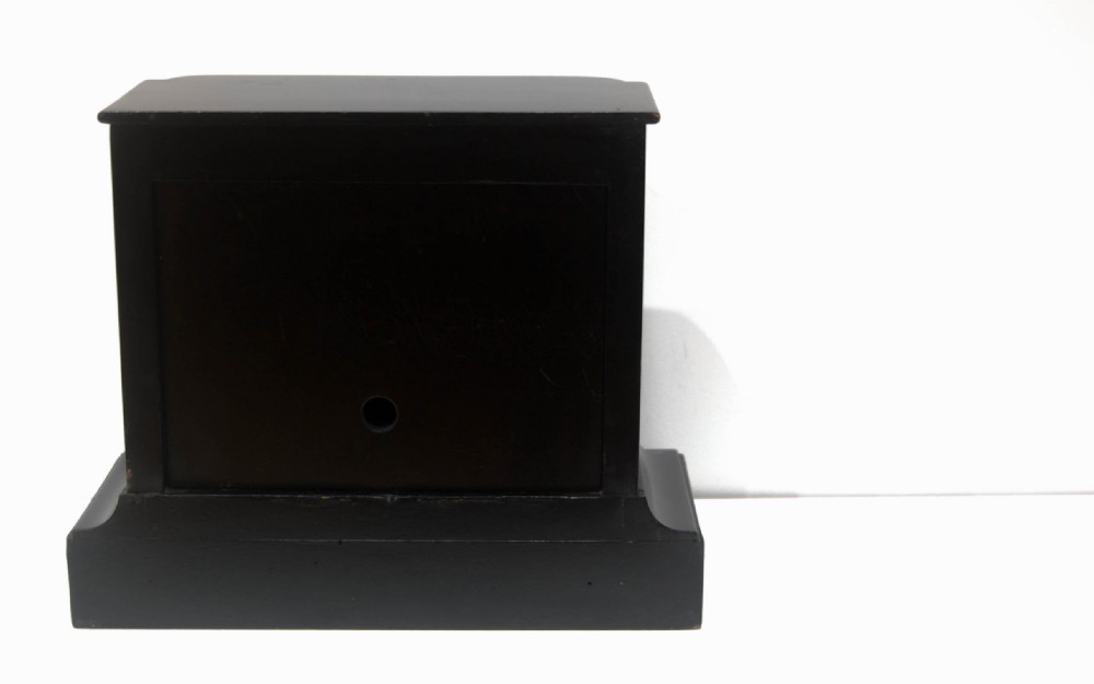 Early Bourdon Aneroid Mantel Barometer in Ebonised Wood Case View VI