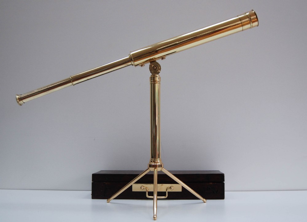 Victorian Cased Portable Desktop Telescope on Stand by Aitchison London View II
