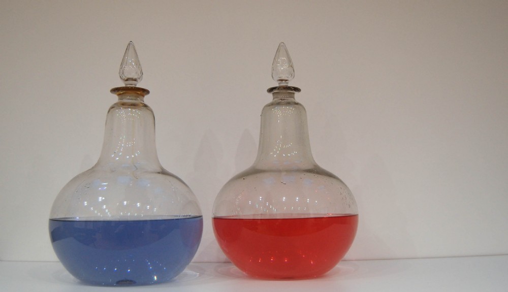 Pair of Victorian Blown Glass Chemist Carboys or Apothecary Jars