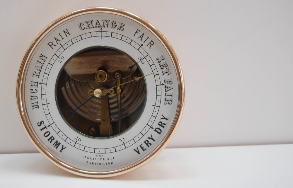 Mid-Victorian Open Dial Holosteric Aneroid Barometer by Naudet (PNHB)