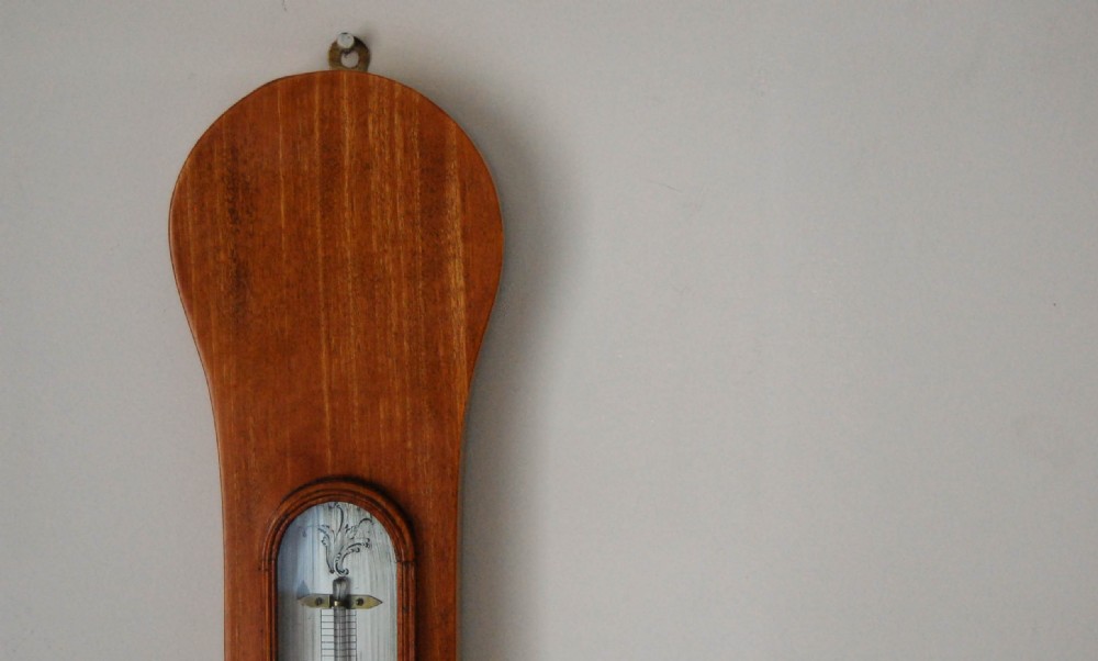 George III Period Satinwood Wheel Barometer by James Long, Royal Exchange, London. View VI