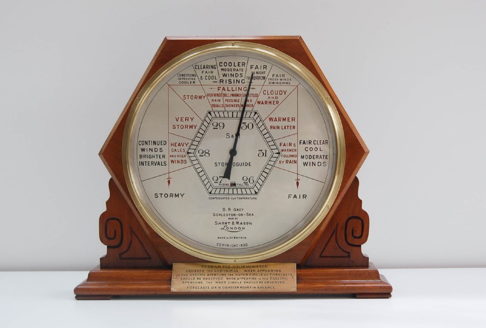 Art Deco Period Shop Display Stormoguide Aneroid Barometer by Short & Mason