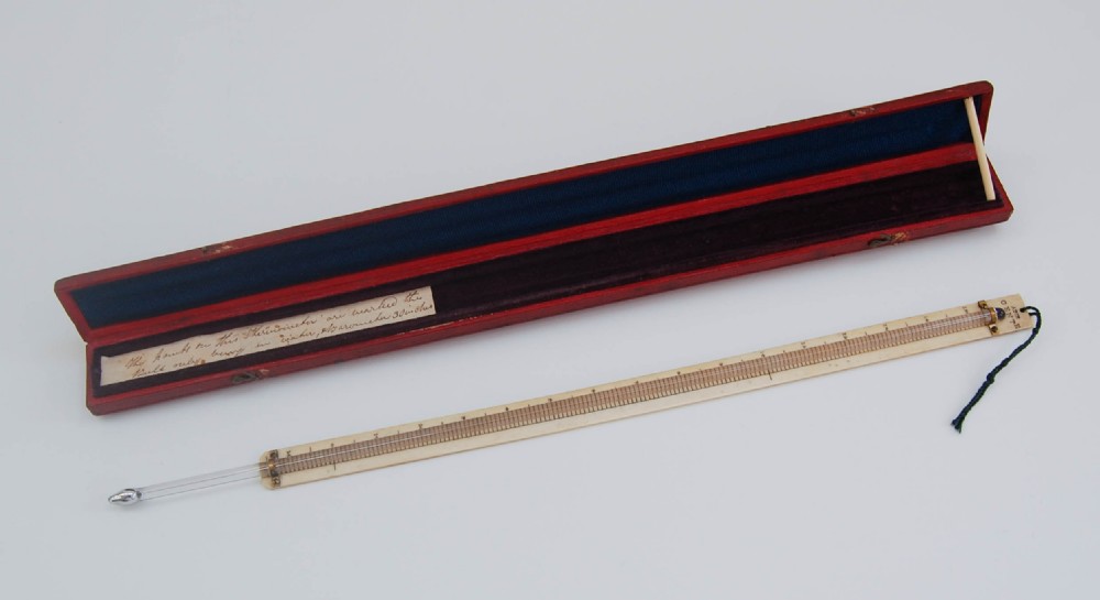 Early Victorian Large Cased Meteorological Thermometer by Patrick Adie of London